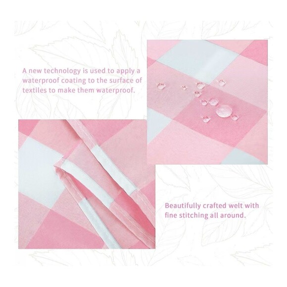 Pink and White Buffalo Checked Gingham Waterproof Table Runner 14x108 Set of 3 - Picture 6 of 9